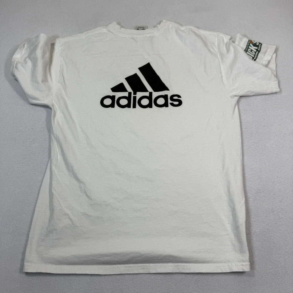 Vtg Adidas Shirt Men M White Big Logo Dick's Sporting Goods Pullover Y2K